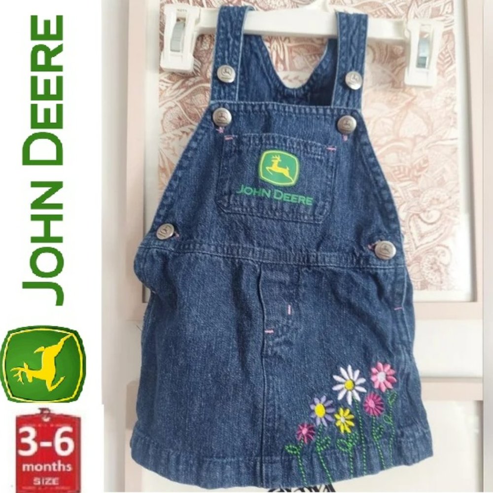 🎁 10/$25 - 3-6 month John Deere denim jumper